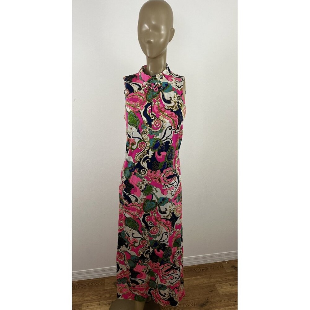 Vintage Lisanne Loungewear Maxi Dress Psychedelic Mod Paisley Floral